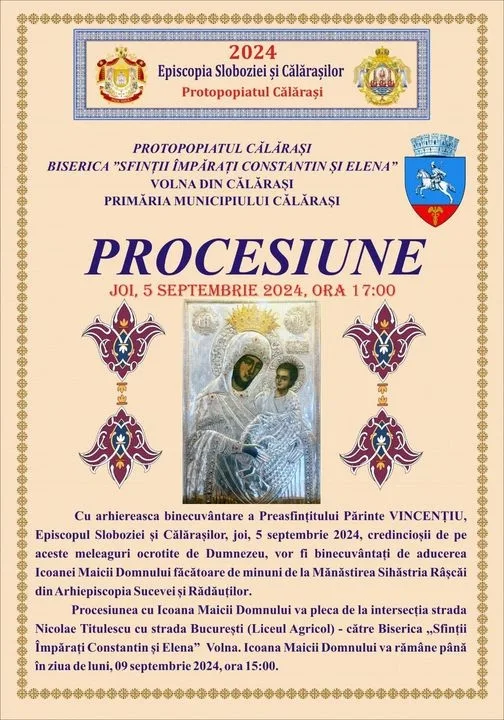 Procesiune în Călărași cu icoana făcătoare de minuni a Maicii Domnului