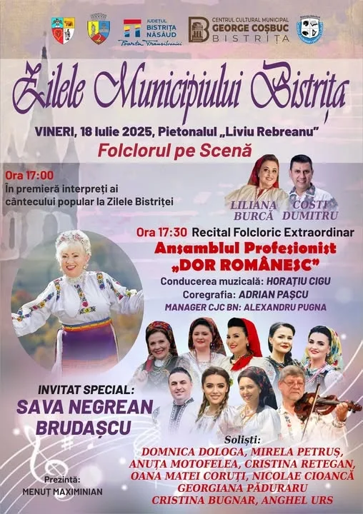 Zilele Municipiului Bistrița alături de Ansamblul Profesionist „Dor Românesc“