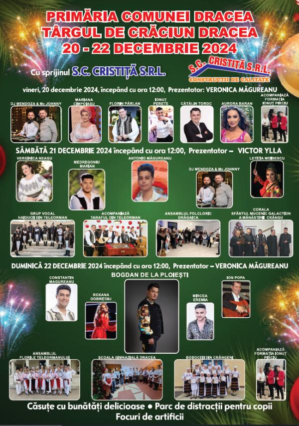 3 trei zile de spectacole la T&acirc;rgul de Crăciun de la Dracea, din Teleorman