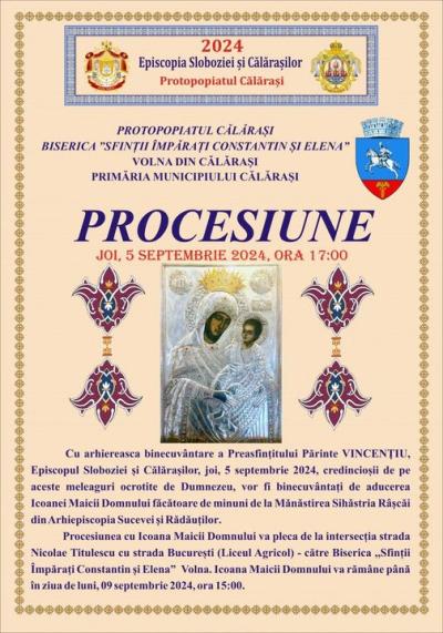 Procesiune în Călărași cu icoana făcătoare de minuni a Maicii Domnului