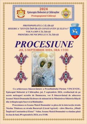 Procesiune în Călărași cu icoana făcătoare de minuni a Maicii Domnului