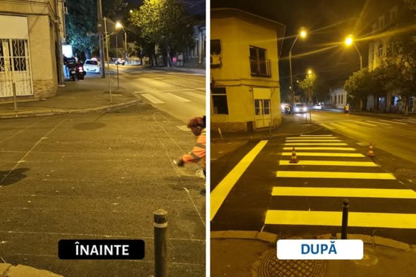 Sunt refăcute marcajele de pe străzile bucureștene