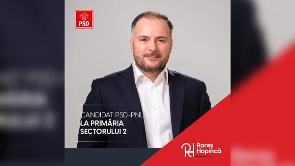 Rareş Hopincă şi-a lansat, marţi, candidatura la Primăria Sectorului 2 din partea Alianţei electorale PSD-PNL,